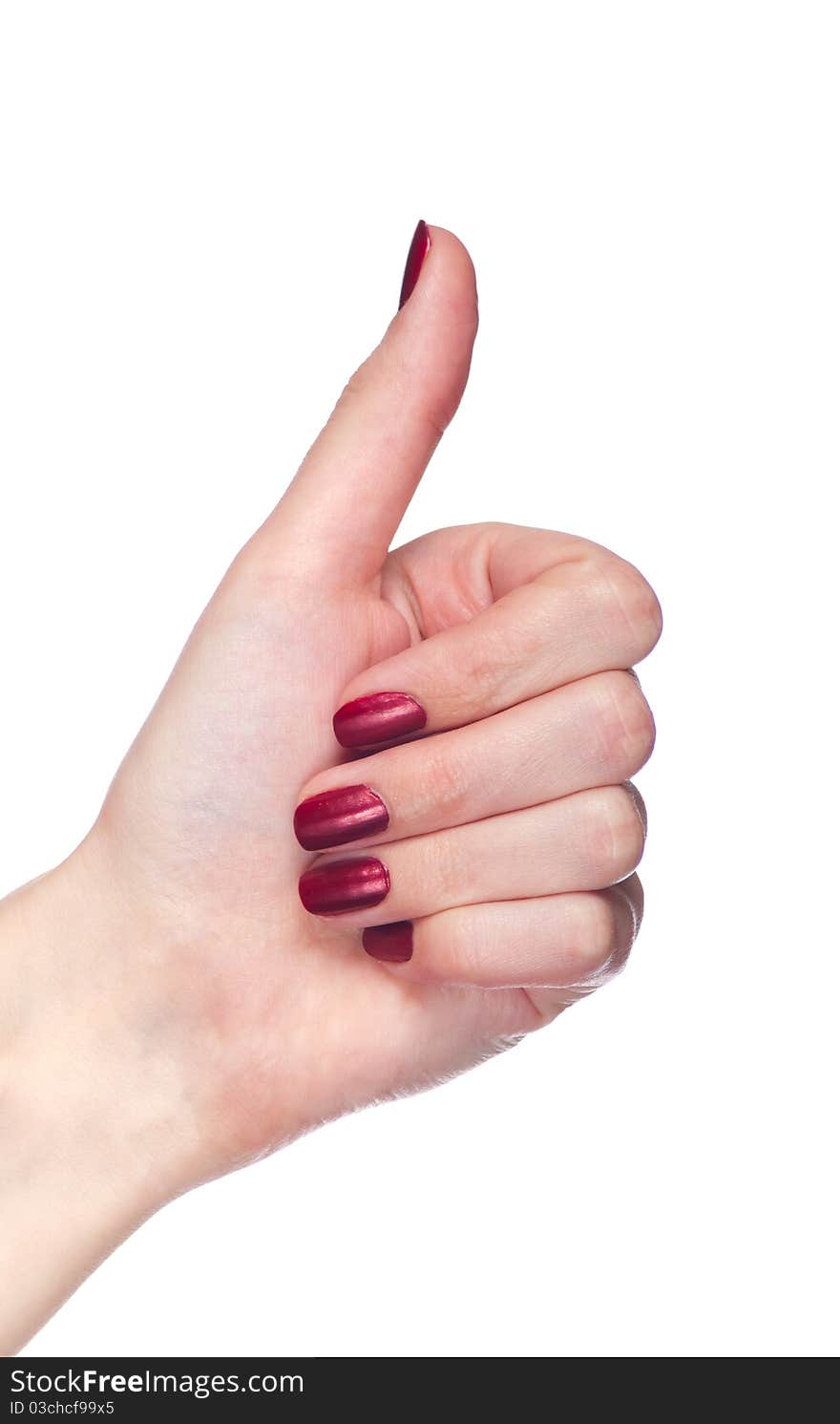 Woman hand with white background