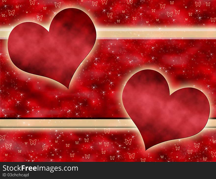 Red background with hearts