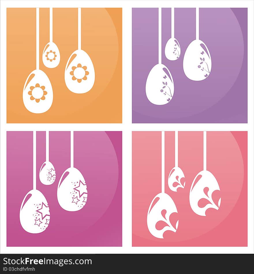 Set of 4 colorful easter backgrounds