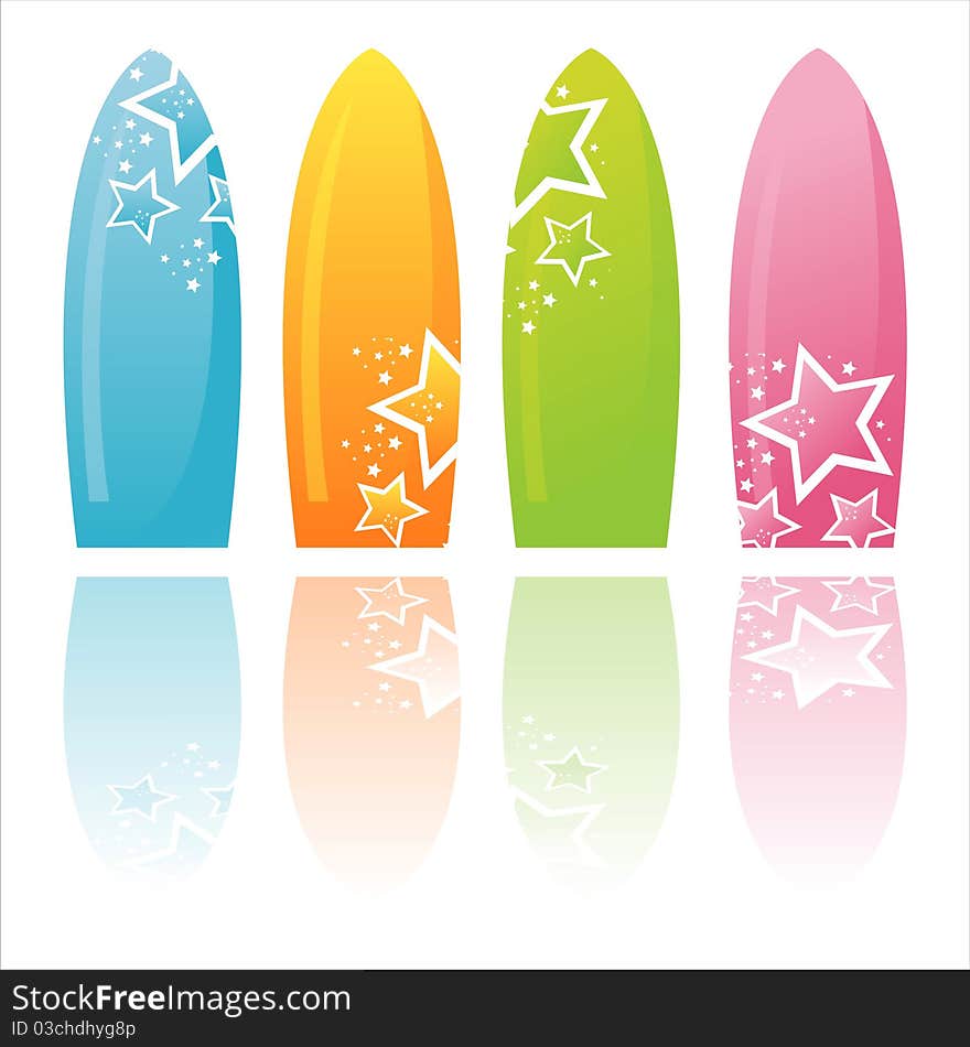 Colorful Surfboards Decorated With Stars