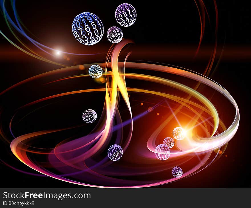 Interplay of symbols and forms in three dimensional space on the subject of modern technologies. Interplay of symbols and forms in three dimensional space on the subject of modern technologies