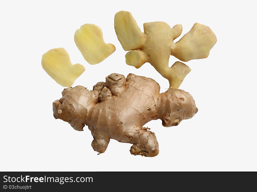 Peel off and un peel off ginger rootstock with slice. Peel off and un peel off ginger rootstock with slice