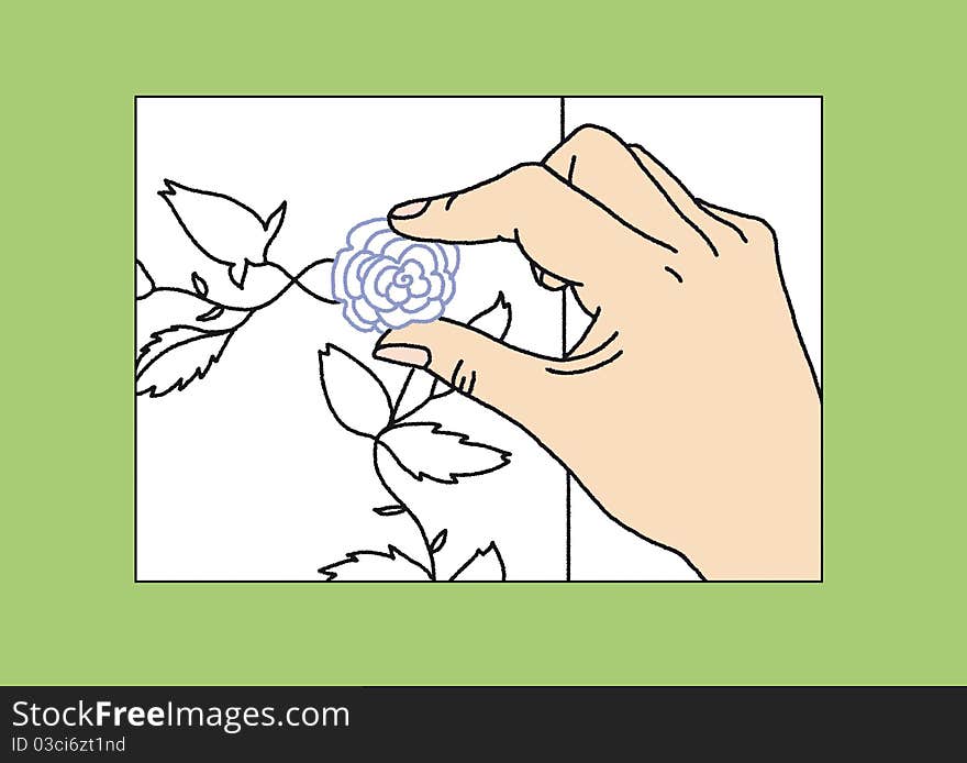 The process of attaching the flower of soft plastic. The process of attaching the flower of soft plastic