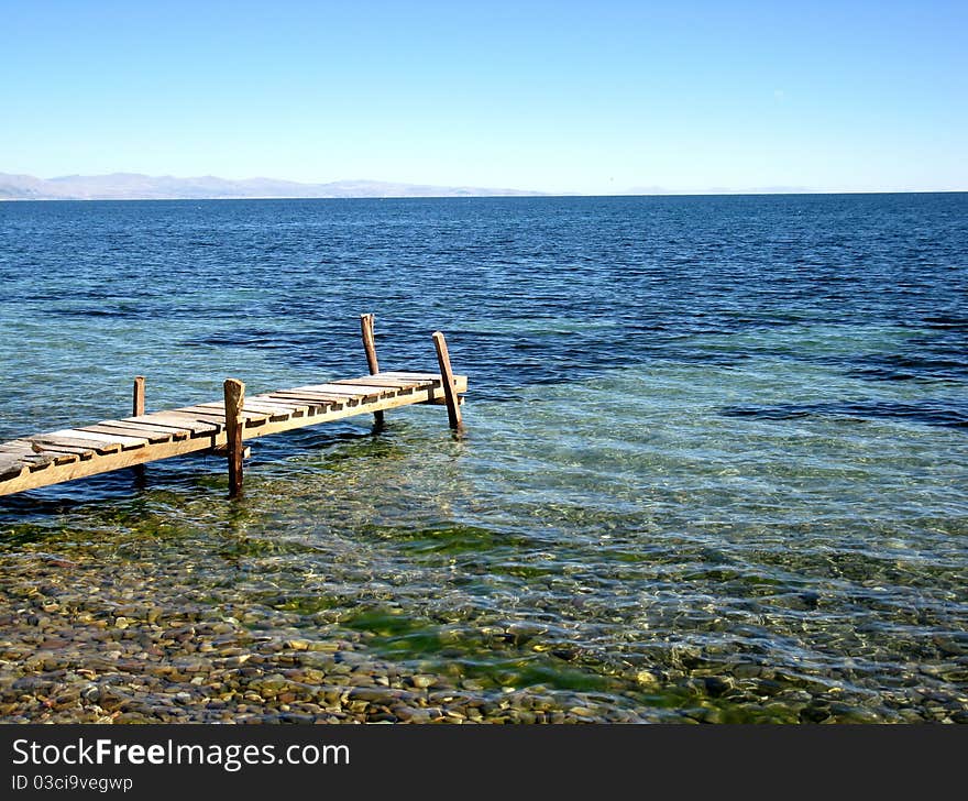 An old footbridge at lake Titicaca