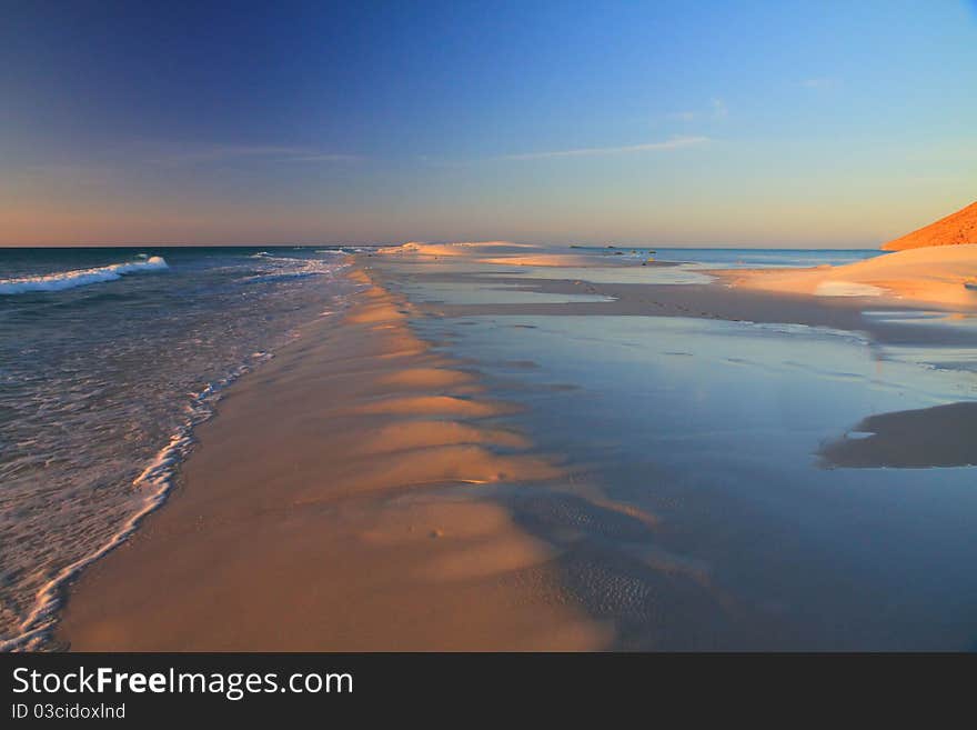 Beatiful beach with footprints in the sand. Beatiful beach with footprints in the sand