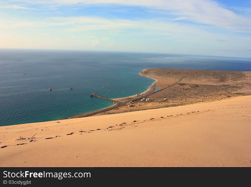 Beatiful beach with footprints in the sand. Beatiful beach with footprints in the sand