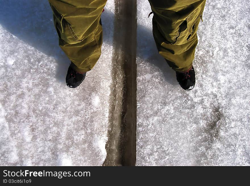 The ice which has burst underfoot. The ice which has burst underfoot