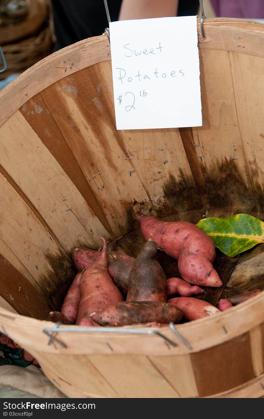 Basket of sweet potatoes