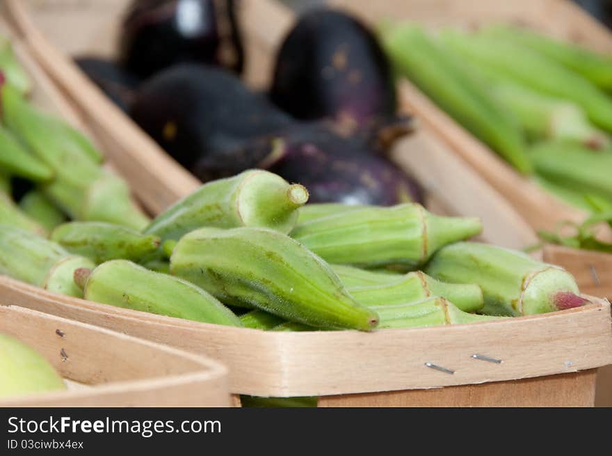 Fresh organic okra