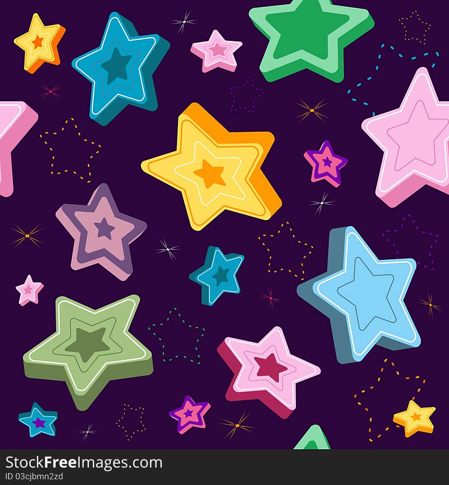 Seamless violet pattern with stars