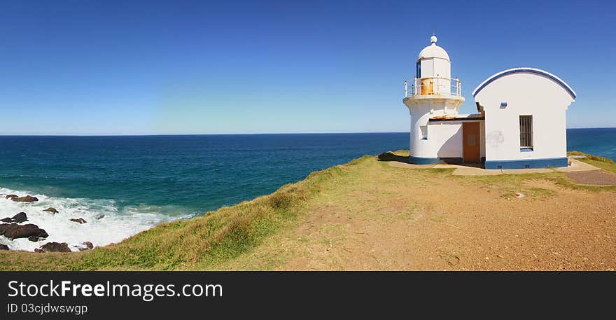 A Lighthouse with a view out to sea. A Lighthouse with a view out to sea