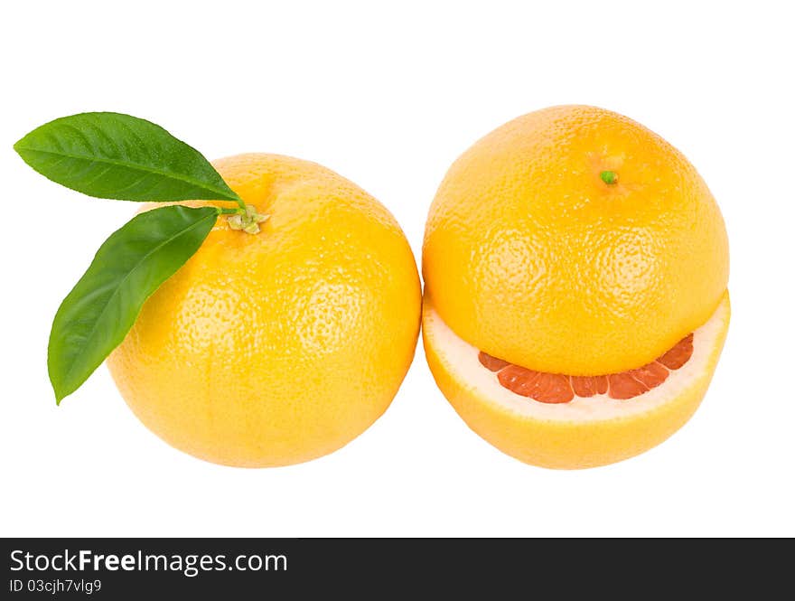 two ripe grapefruits