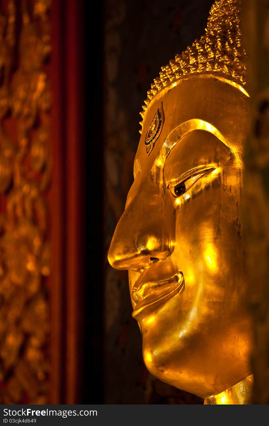 Close up of golden Buddha