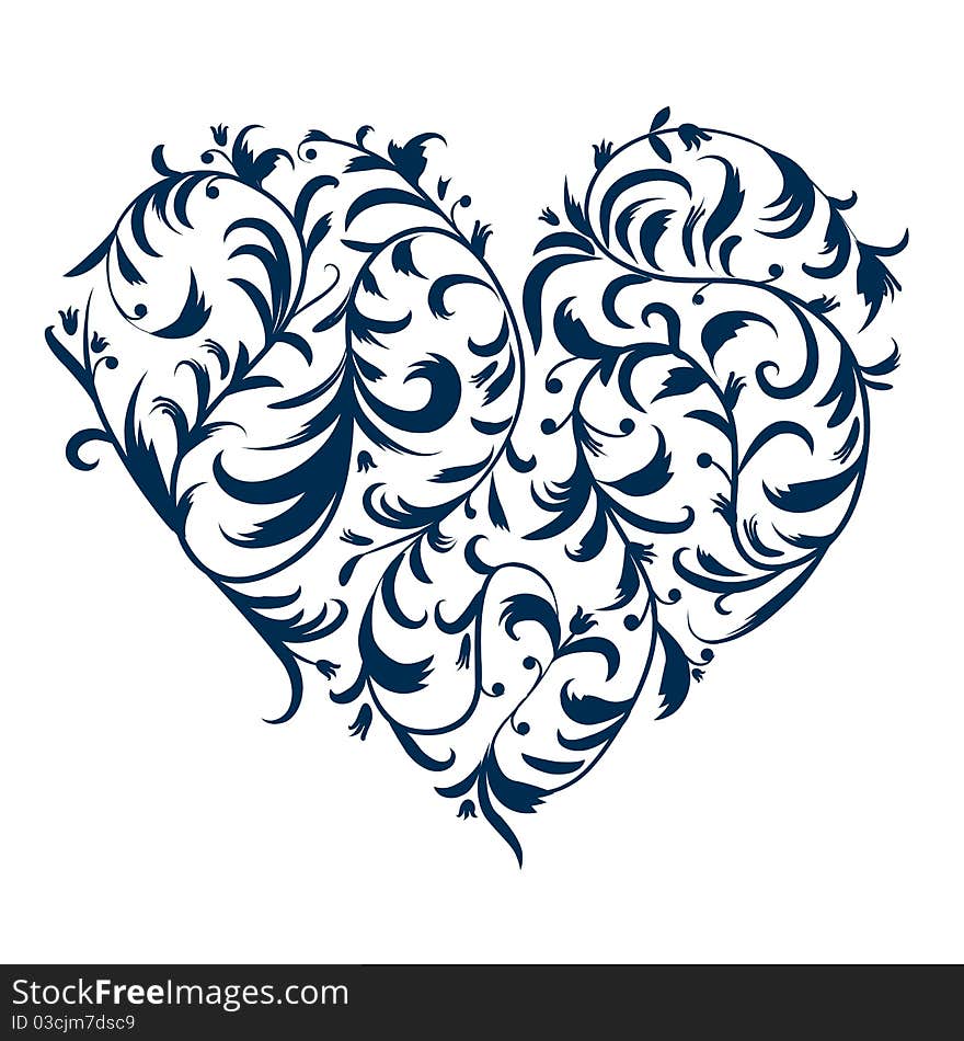 Floral ornament heart shape for your design, vector