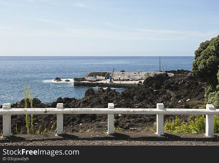 Small fishing port in Pico island, Azores