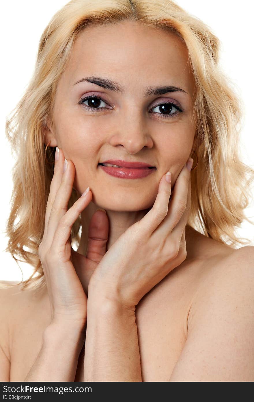 Portrait of a beautiful blonde isolated on white background