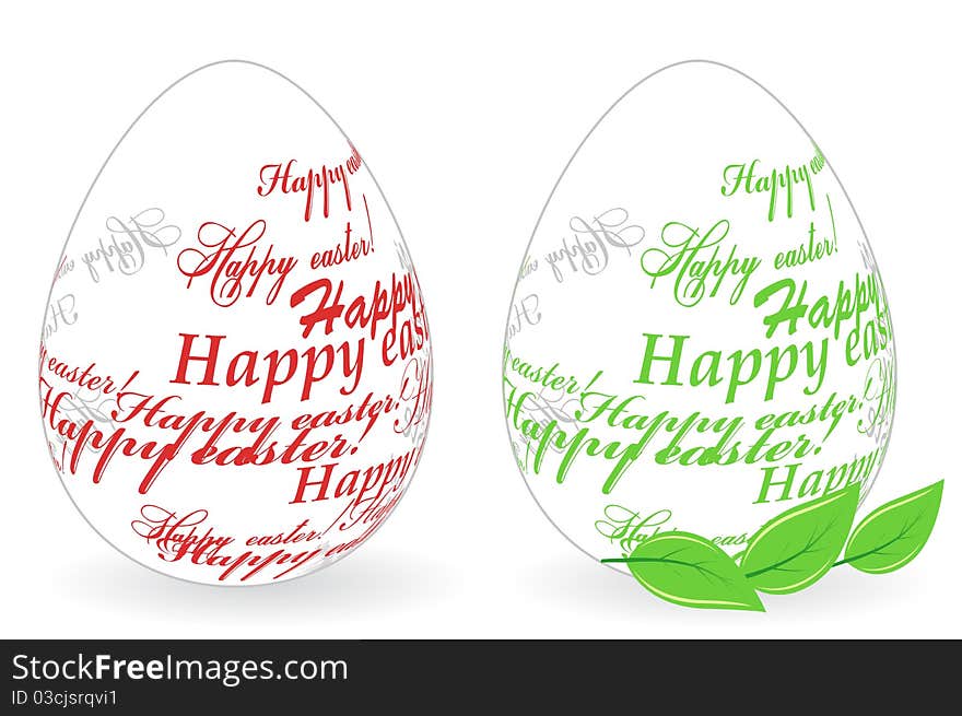 Two easter eggs made of Happy easter phrase