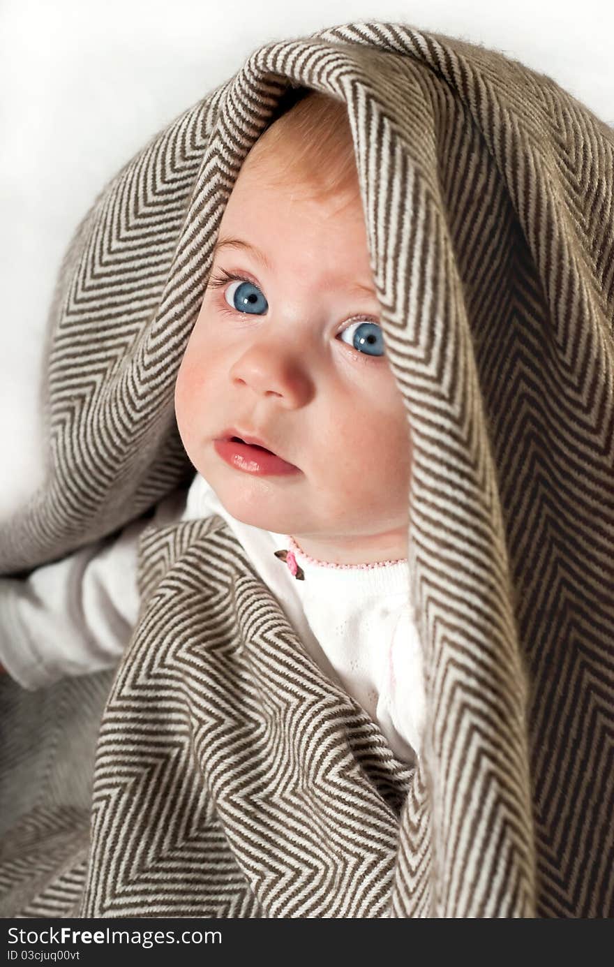 Closeup portrait of cute baby girl