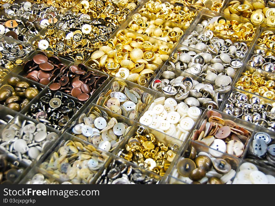 Vintage clothes buttons in market