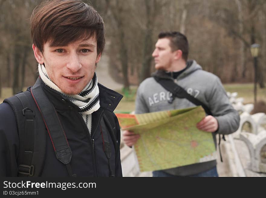 A young team of travellers. A young team of travellers