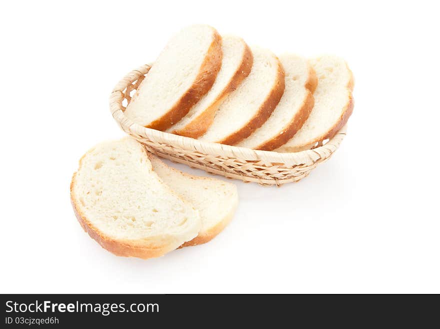 A toasted bread slices for breakfast isolated on white studio background.