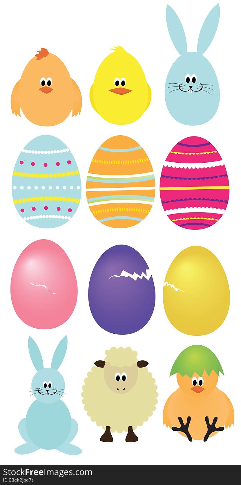 Cute set of colorful easter elements for further design usage. Cute set of colorful easter elements for further design usage