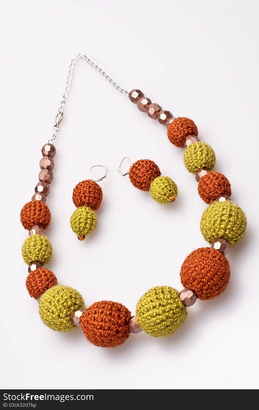 Necklace of beads knitted