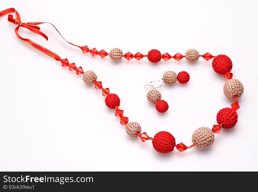 Necklace of beads knitted