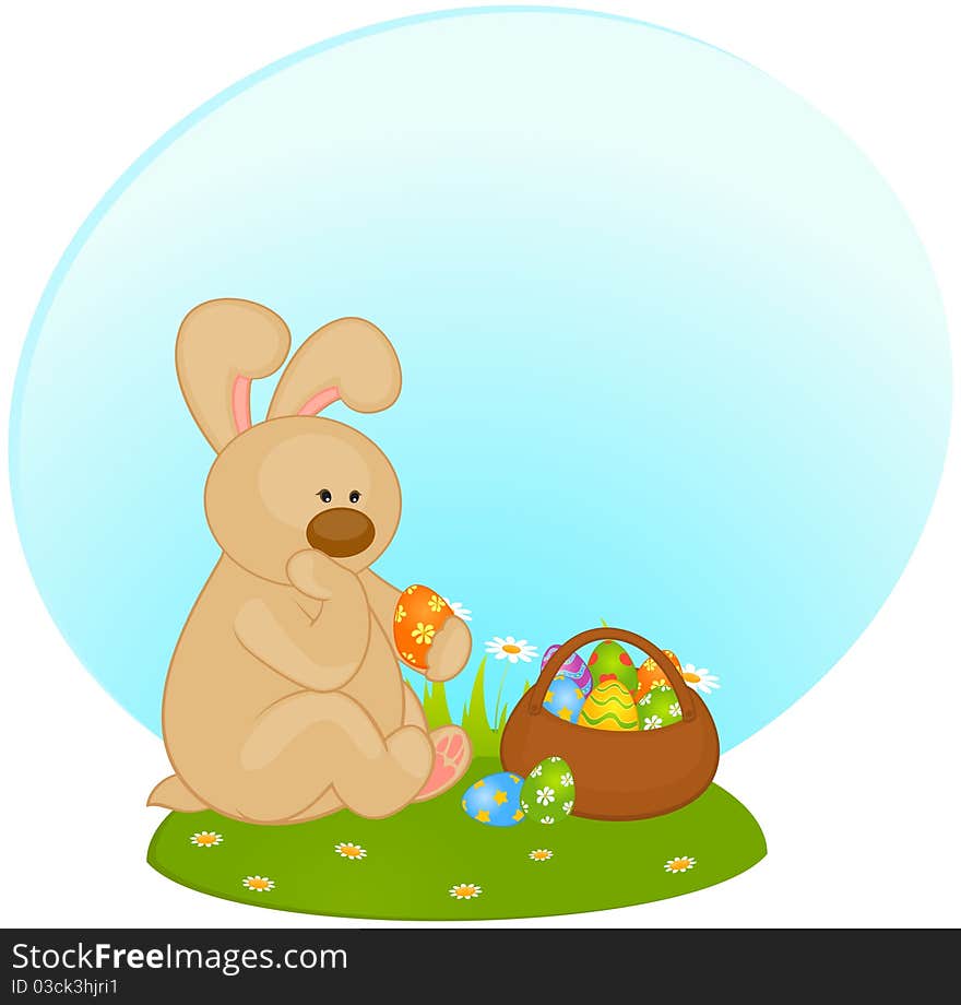 Easter Bunny with colored egg.