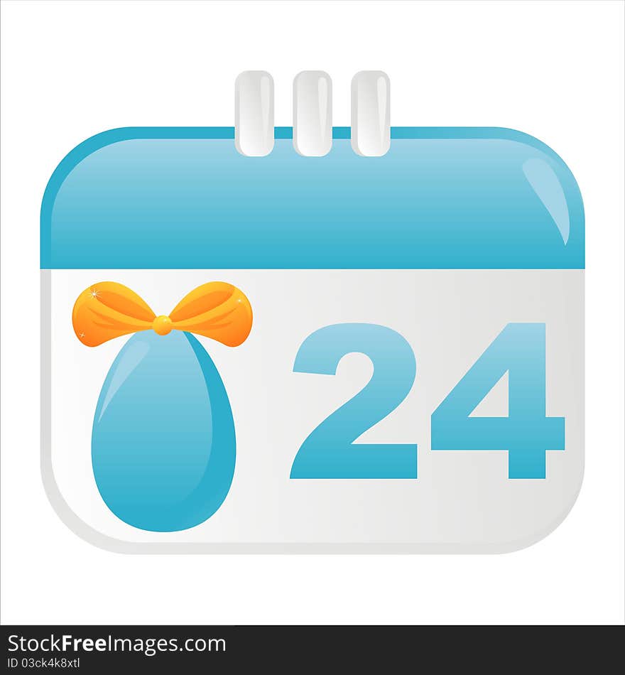 Blue easter calendar icon with egg