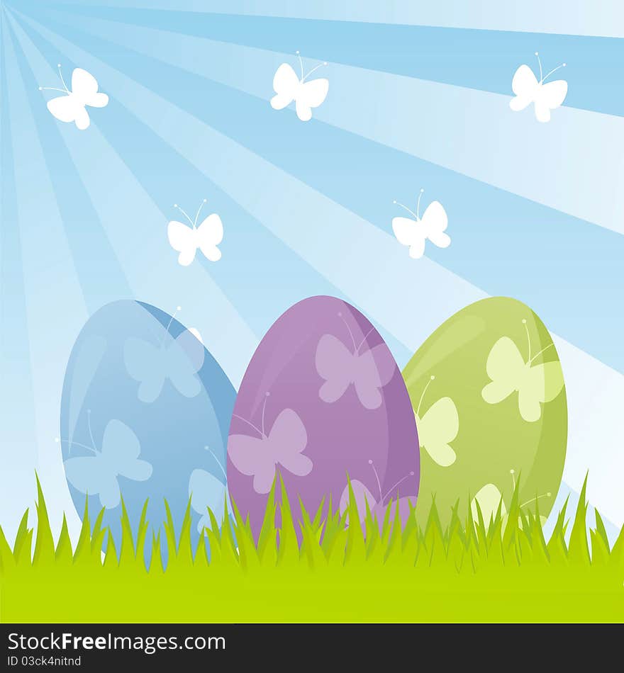 Colorful easter background with eggs