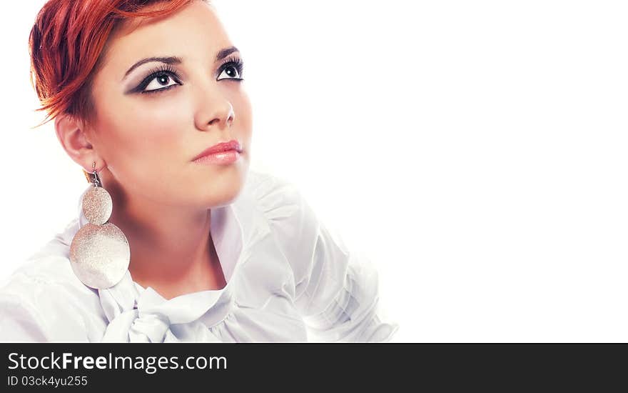 Portrait of a beautiful women, isolated on white