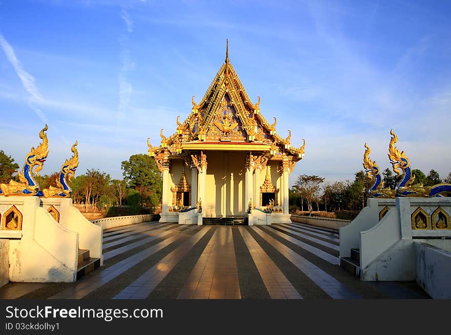 Wat Boolmee Ubol background blue sky. Wat Boolmee Ubol background blue sky