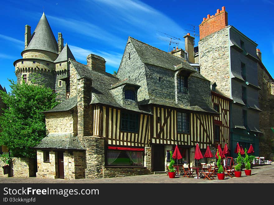 On the photo: Traditional architecture of Le Mans, France