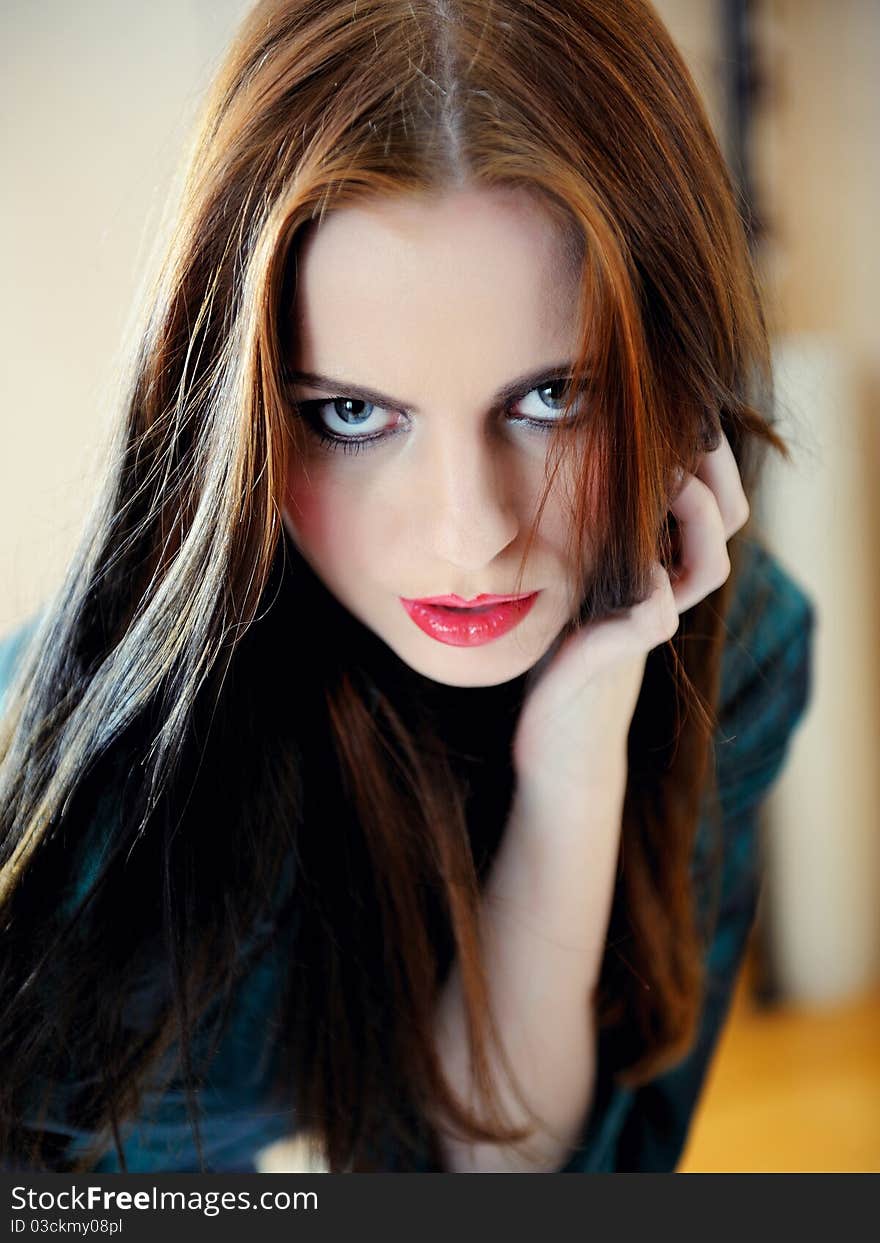 Beautiful model woman face with fashion make-up