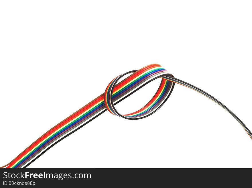 Electric cable on white background