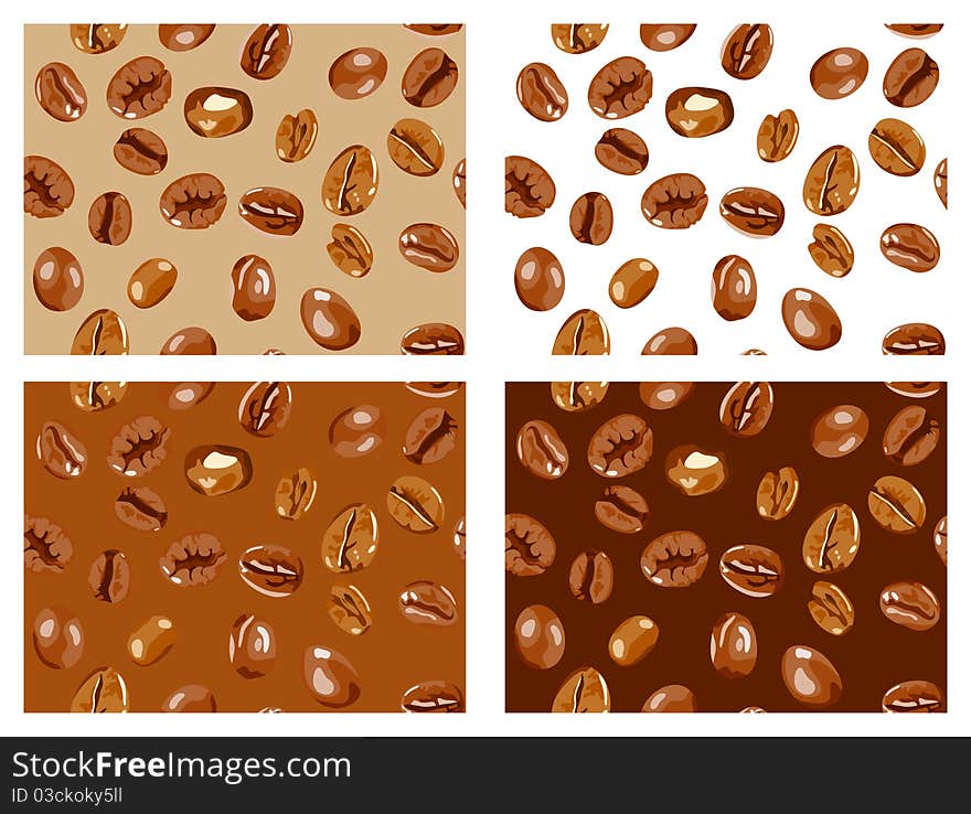 Vector collection of the coffee beans seamless backgrounds