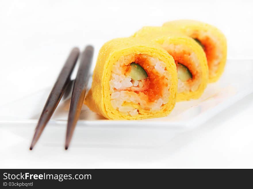 Japanese sushi ready to eat isolated