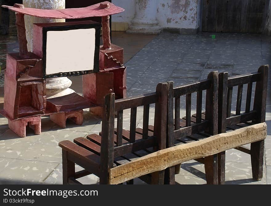 Simple theater place in a kindergarten. Simple theater place in a kindergarten