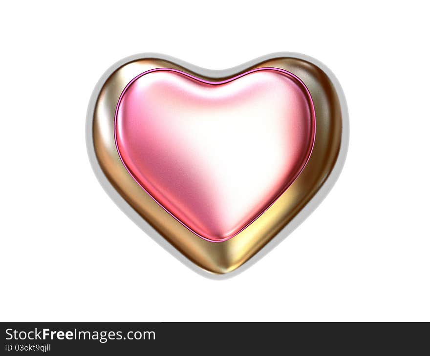 Pink heart on white background