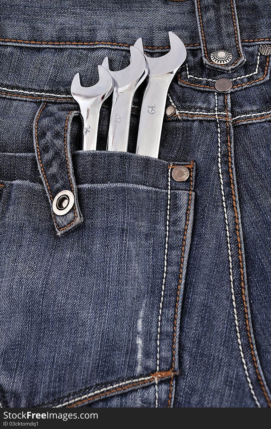 Spanners in the back pocket Jeans. Spanners in the back pocket Jeans