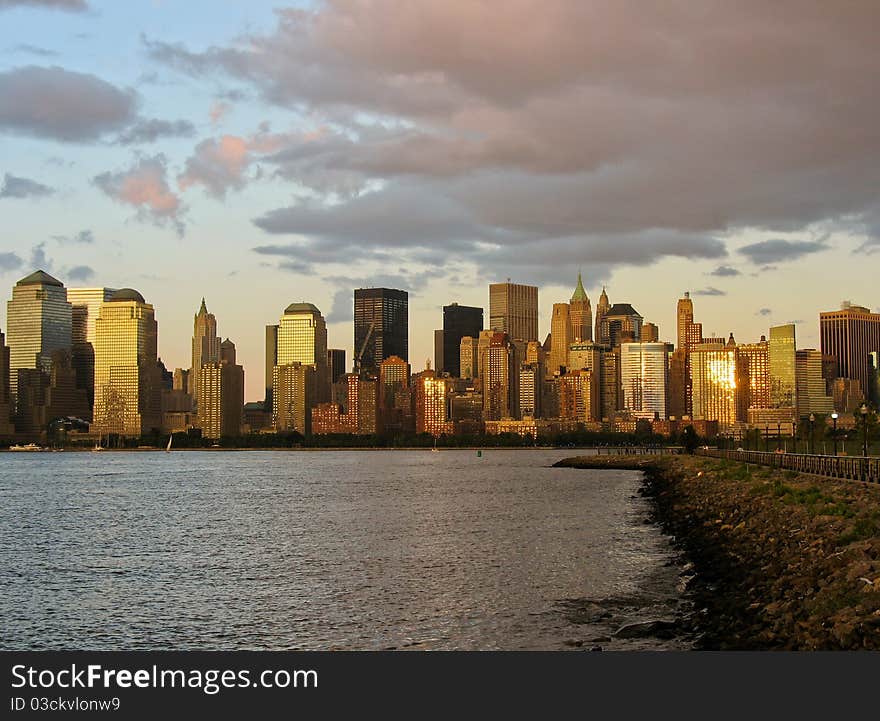 A view from Liberty State Park, NJ. Lower Manhattan and Hudson River. A view from Liberty State Park, NJ. Lower Manhattan and Hudson River