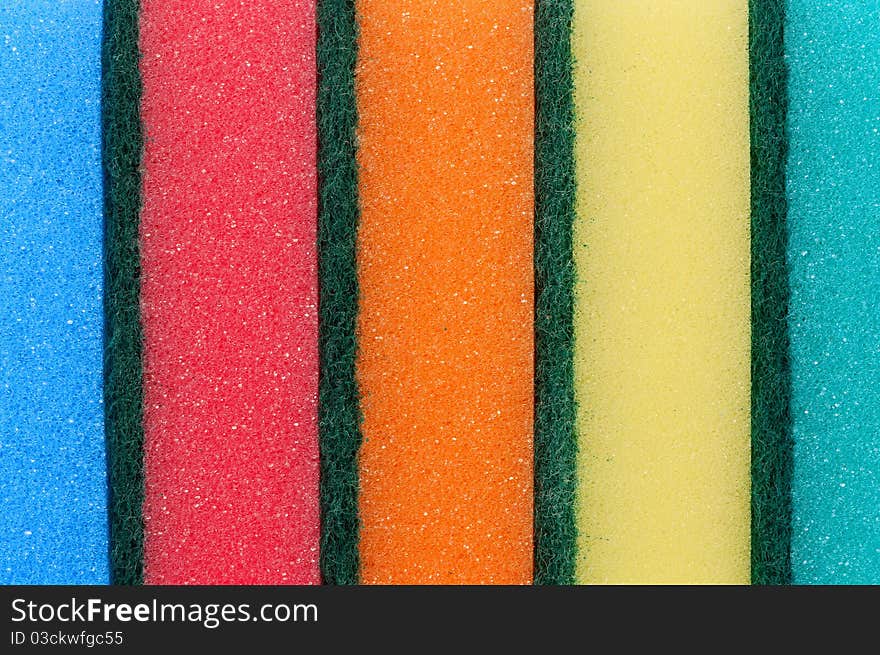 Five multicolour kitchen sponges for ware washing