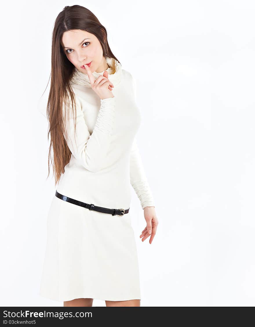 A beautiful young woman. Isolated on a white background