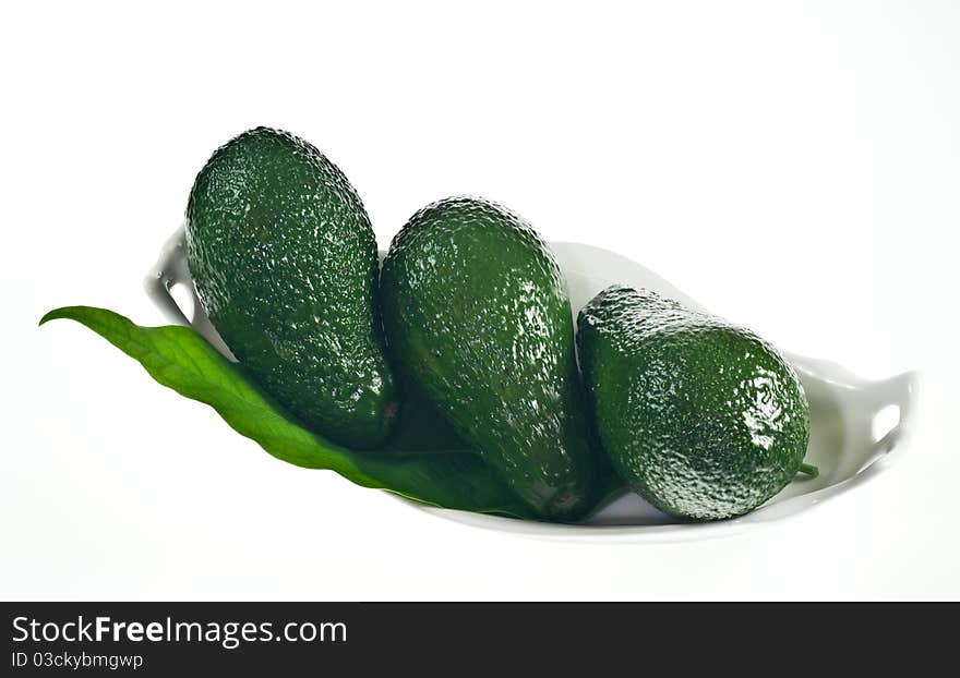 Avocado on a porcelain dish