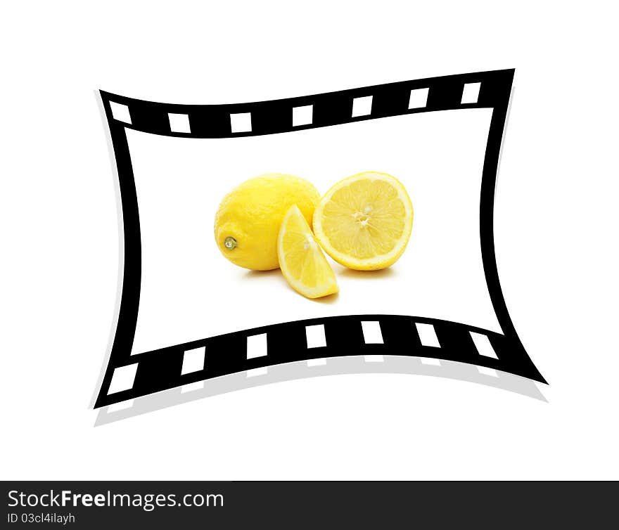 A Single Stretched Film Strip With Lemons 3d.