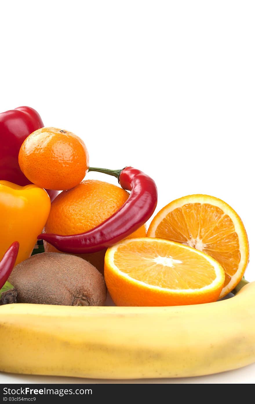 Ripe fruit isolated on a white background