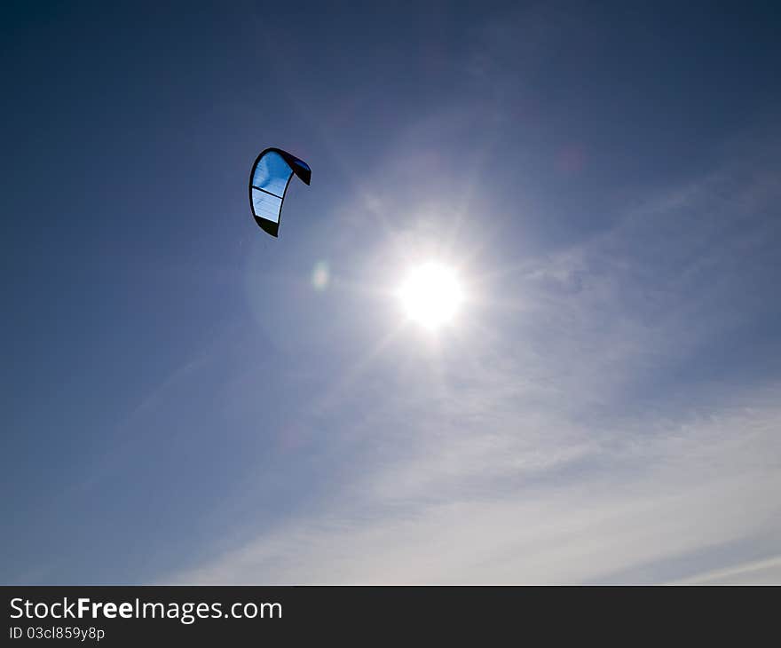 Parachute on the blue sky