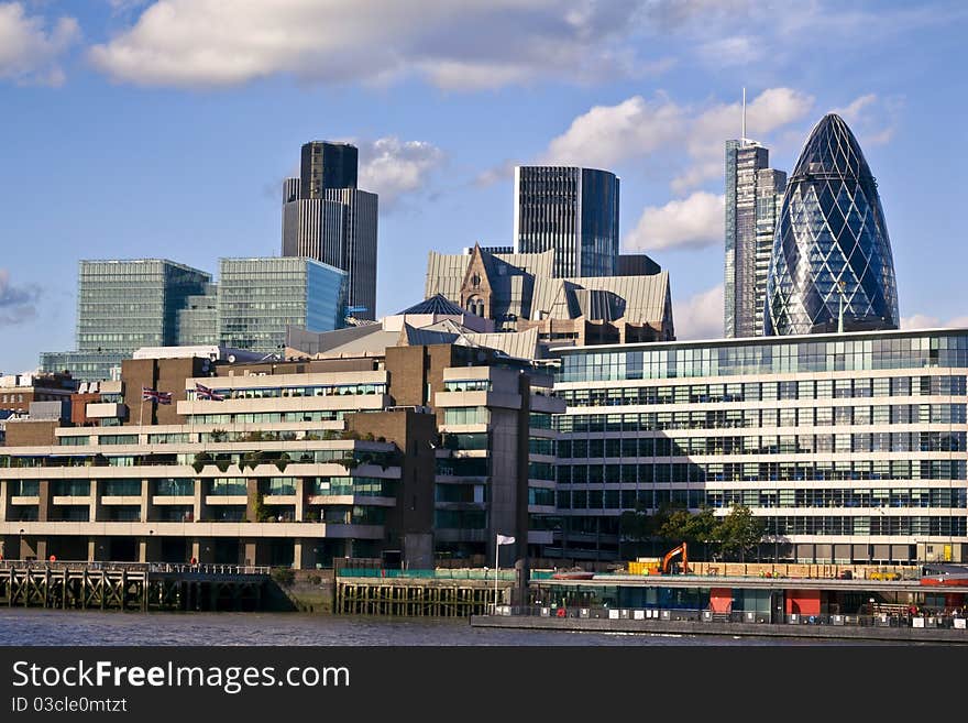 London skyline seen from the River Thames. London skyline seen from the River Thames