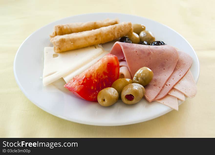 Light breakfast in mediterranean resort